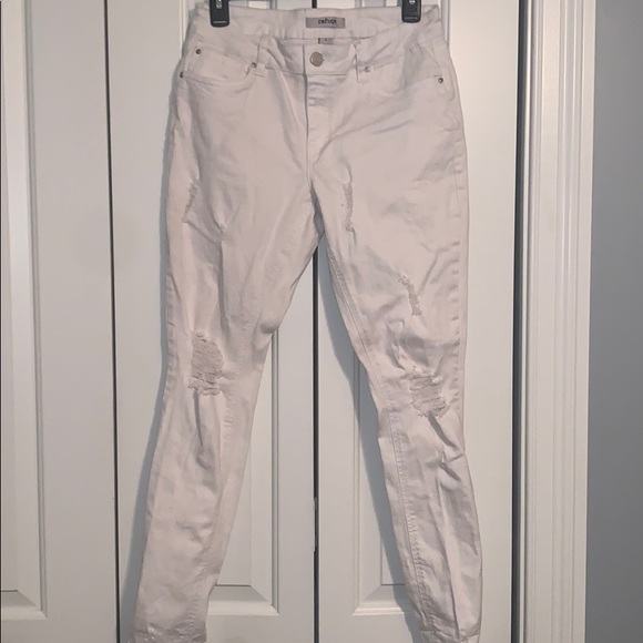 White Ripped Jeans - Picture 1 of 5